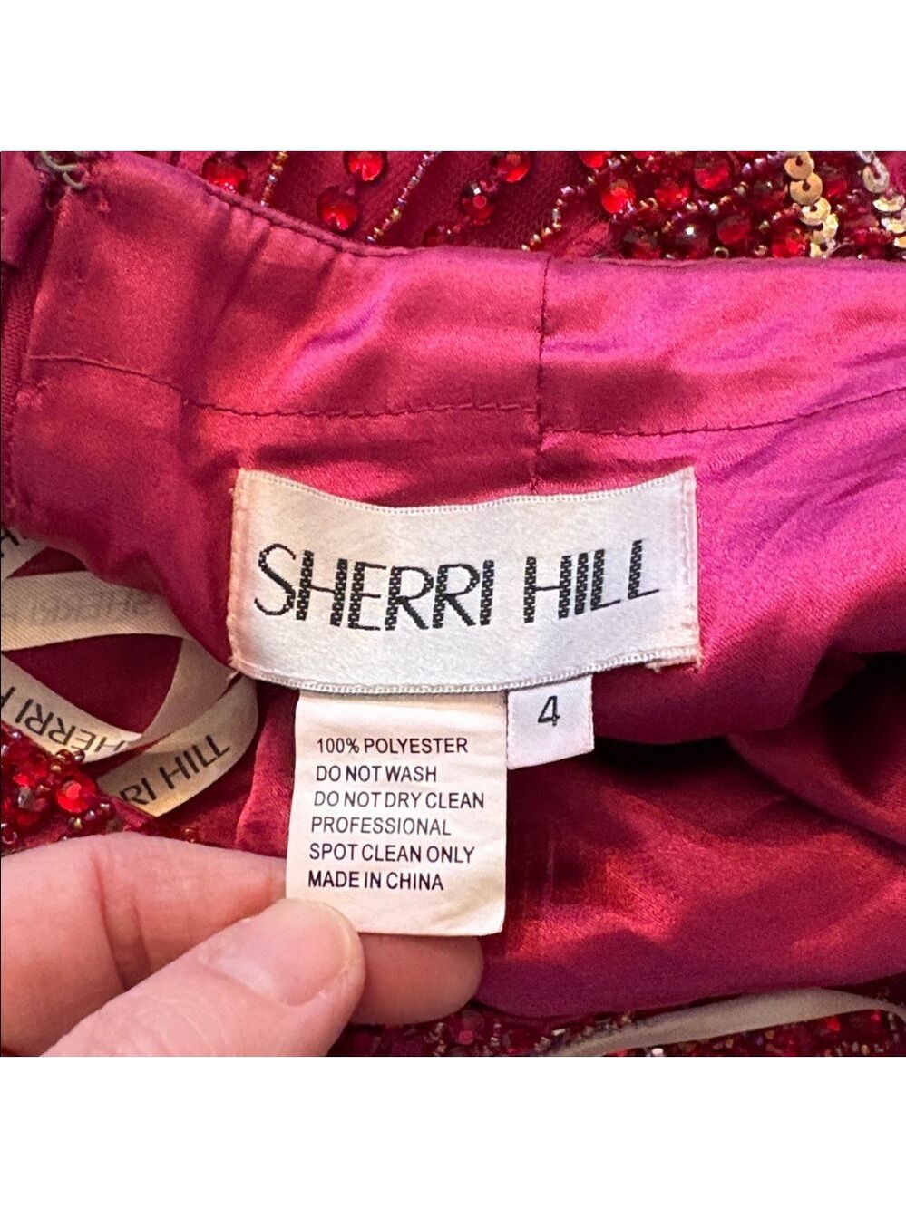Sherri Hill Fuchsia Gold Beaded Sequin Halter Skirt Set Size 4 - Picture 5 of 11